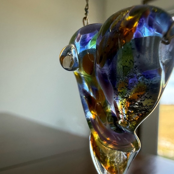 Vibrant Multicolor Heart Glass Pendant Necklace Handmade - Picture 2 of 9